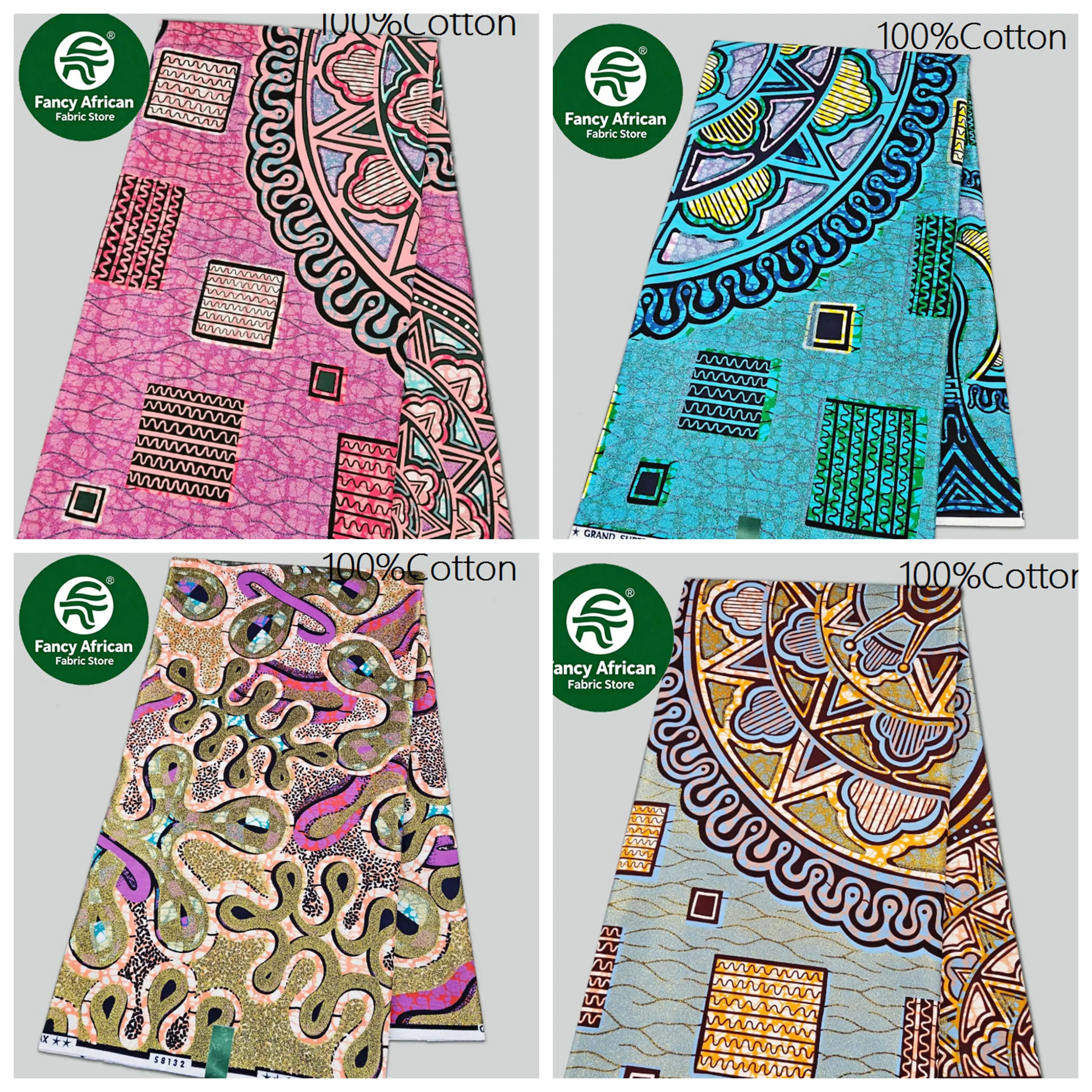 

Африканский супер-принт на ткани «Вакс», 100% хлопок, роскошный нигерийский африканский текстиль «Анкара», мягкий тканый материал, блочный принт, батик, «Гранд-вакс», 6 ярдов для платья