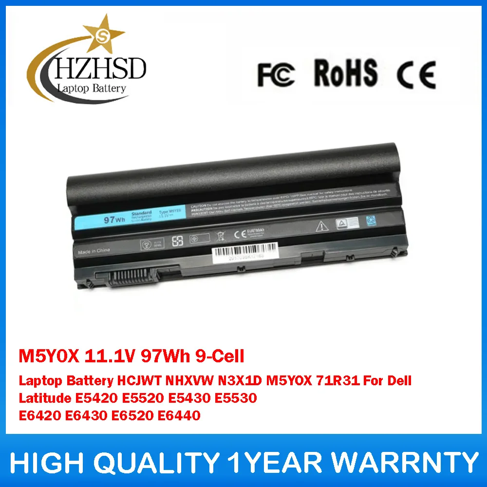 

M5Y0X 11.1V 97Wh 9-Cell Laptop Battery HCJWT NHXVW N3X1D M5YOX 71R31 For Dell Latitude E5420 E5520 E5430 E5530 E6420 E6430 E6520
