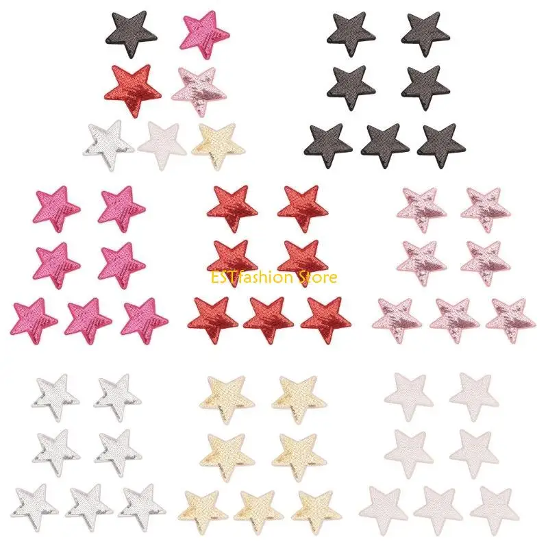 Y5GC 7Pieces Sparkling Sequins Star Cloth Patches Fabric Applique Clothing Accessories For Sewing Project And Craft Enthusiasts