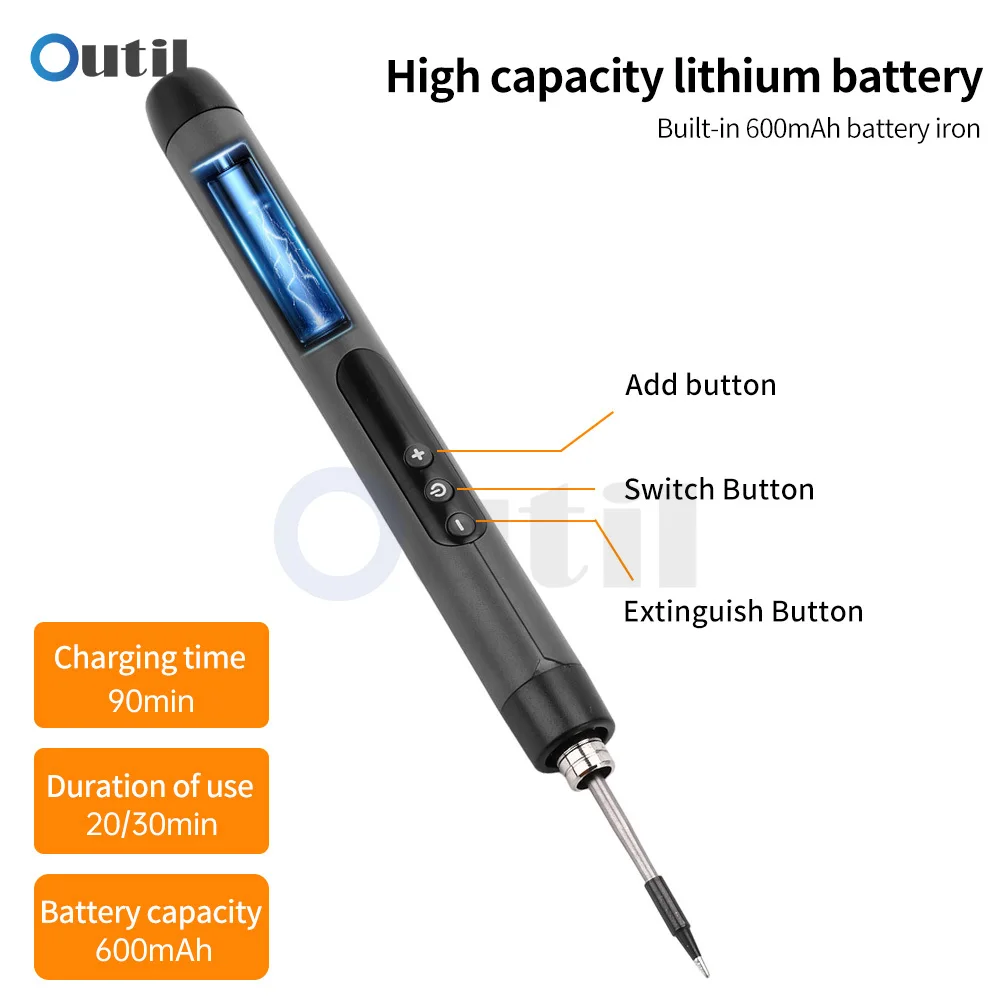 1 Set of Portable Electric Soldering Iron with Internal Heating USB Charging Digital Display Electric Soldering Iron Set