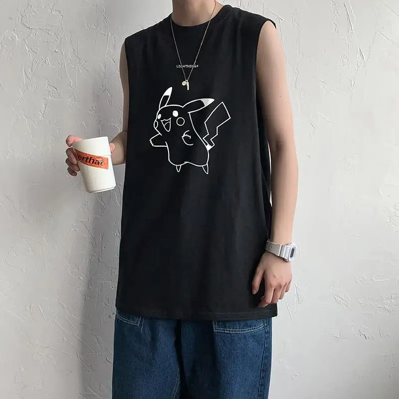 top summer short sleeve vest male Korean version 2024 new T-shirt sleeveless loose everything casual