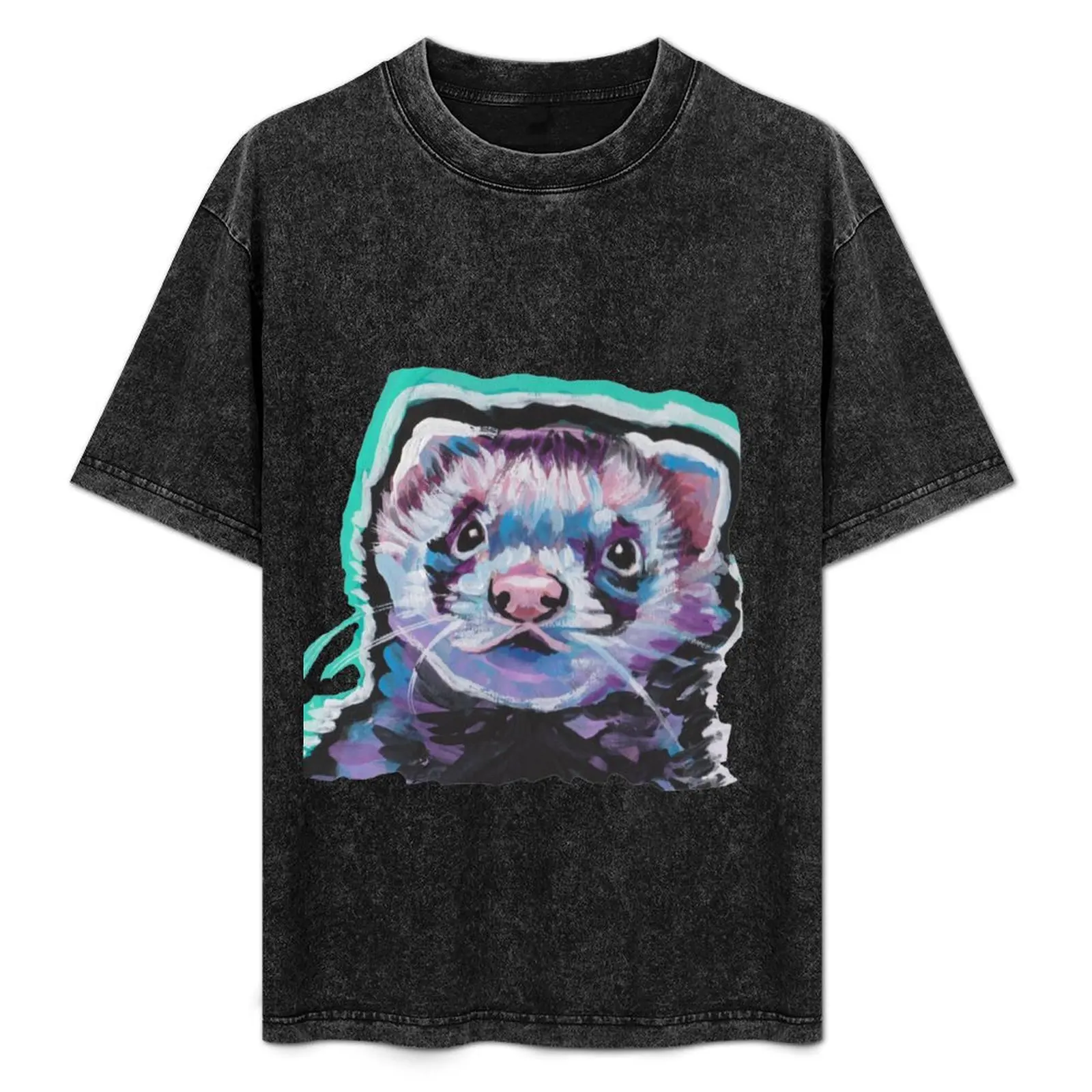 

Fun Ferret Pet bright colorful Pop Art T-Shirt Aesthetic clothing oversizeds Men's clothing
