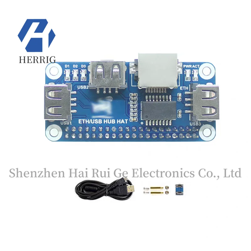 Applicable to Raspberry Pi Zero W/2B/3B+, Ethernet + USB Hub Expansion Board ETH/USB HUB HA