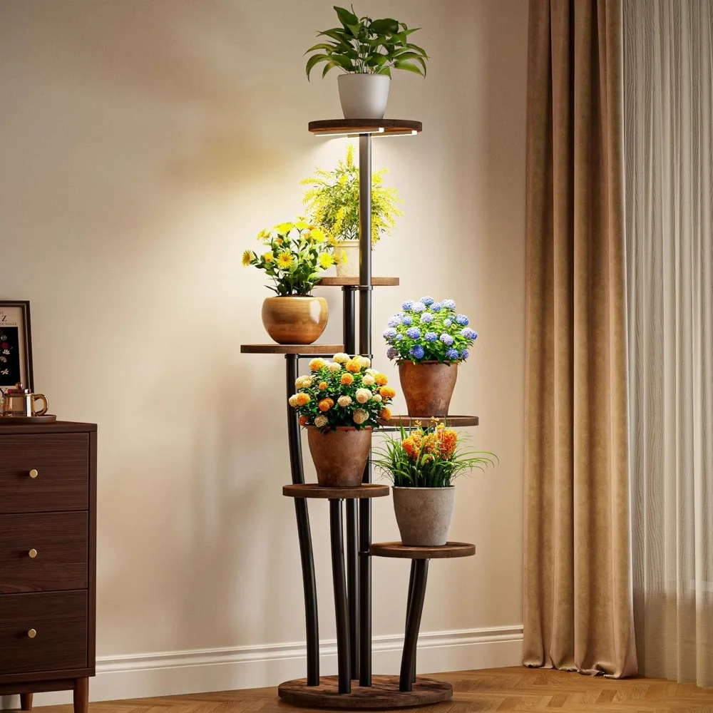 Plant Stand Indoor with Grow Light, Plant Shelf, Large Corner Display Shelves for Indoor Plants Multiple Metal Flower Holder