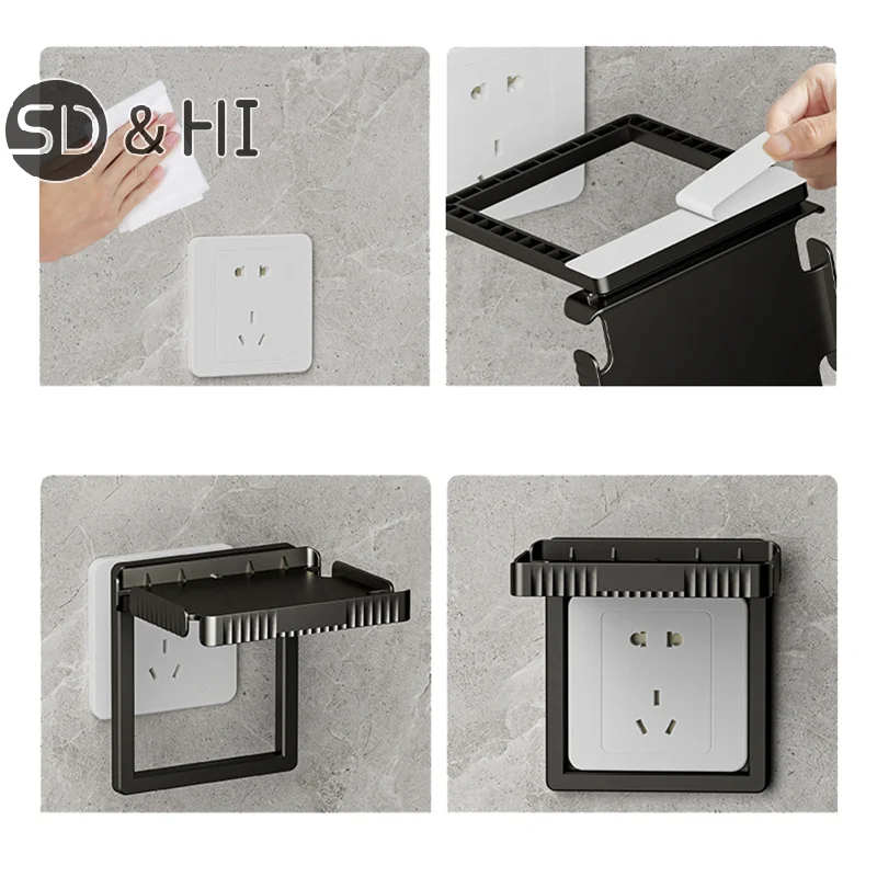 Imagem -05 - Conveniente Resistente Wall Outlet Shelf Suporte de Carregamento do Telefone Móvel Cabo Usb Rack Apto para Banheiros Cozinhas Salas