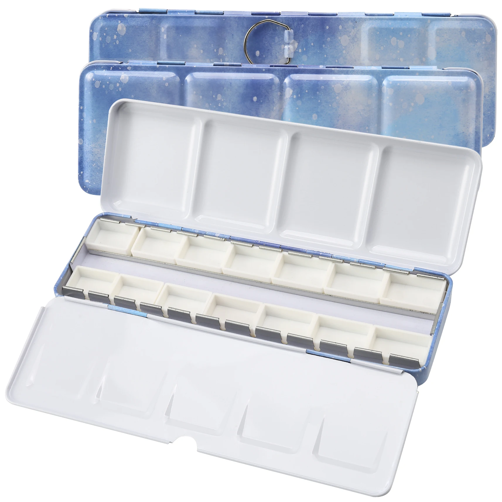 Watercolor Palette Empty w/Removable Paint Tray & 14PCS Empty Watercolor Full Pans - Travel Watercolor Palette with Lid