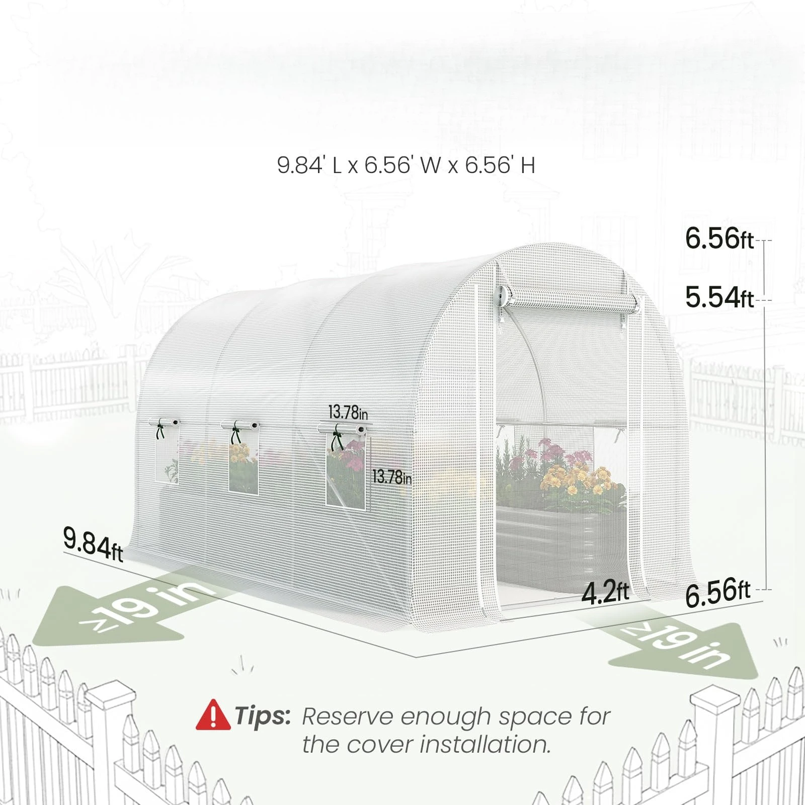Walk In Tunnel Greenhouse, Outdoor Garden Plant Sun Shelter, Backyard Hot House With Mesh Screen Door, Galvanized Steel Frame Winter Plant Tent With Roll Up Windows, White