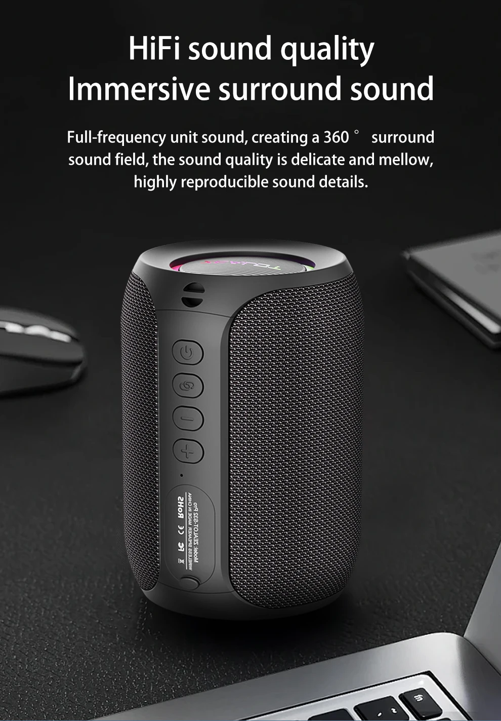 Zealot S32 Pro 15 W kabellose Lautsprecher, Dual-Pairing, 3600-mAh-Akku, 12 Stunden Spielzeit, lautes Stereo, boomender Bass. – Detail 5