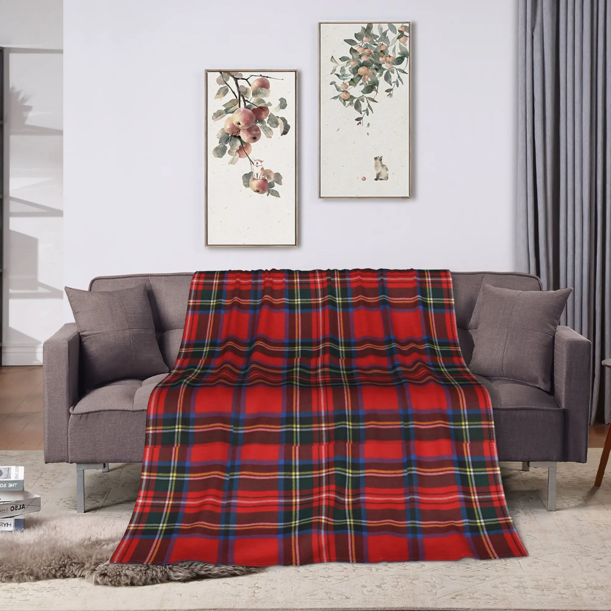 Plaid Stewart Tartan Blanket Spring Christmas  Multifunction Lightweight Thin Throw Blankets for Bedding Couch Bedding Throws