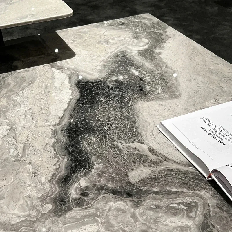 Tea Table Living Room Simple Modern Small Apartment Square Stone Plate Coffee Table Combination