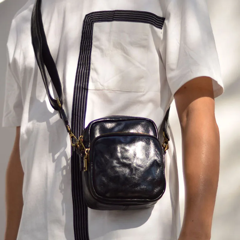 AETOO Leather waist pack men's bag casual cowhide shoulder bag Korean version fashion crossbody bag mobile phone outside sports