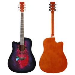 Left Hand Acoustic Guitar with Small Flaw Cutaway Design Folk Guitar High Gloss Can Choose Add EQ Basswood Body 41 Inch