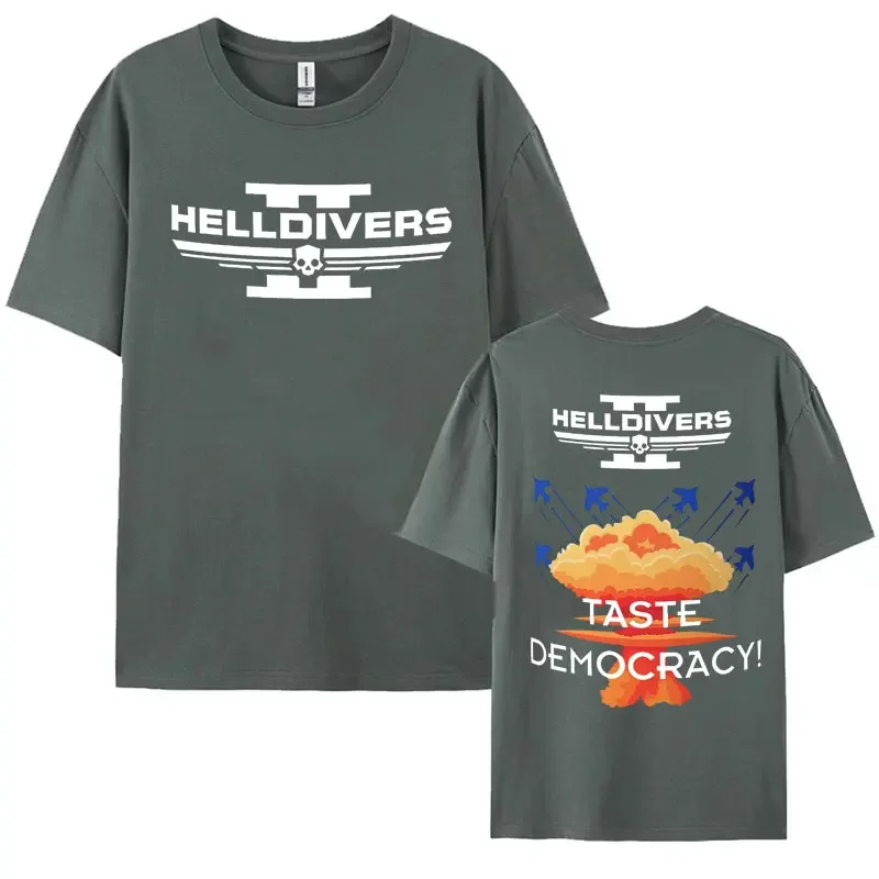 Homens e mulheres Limited Helldivers camiseta gráfica com logotipo estampado, camiseta de rua hip-hop 100% algodão, tops góticos casuais, moda