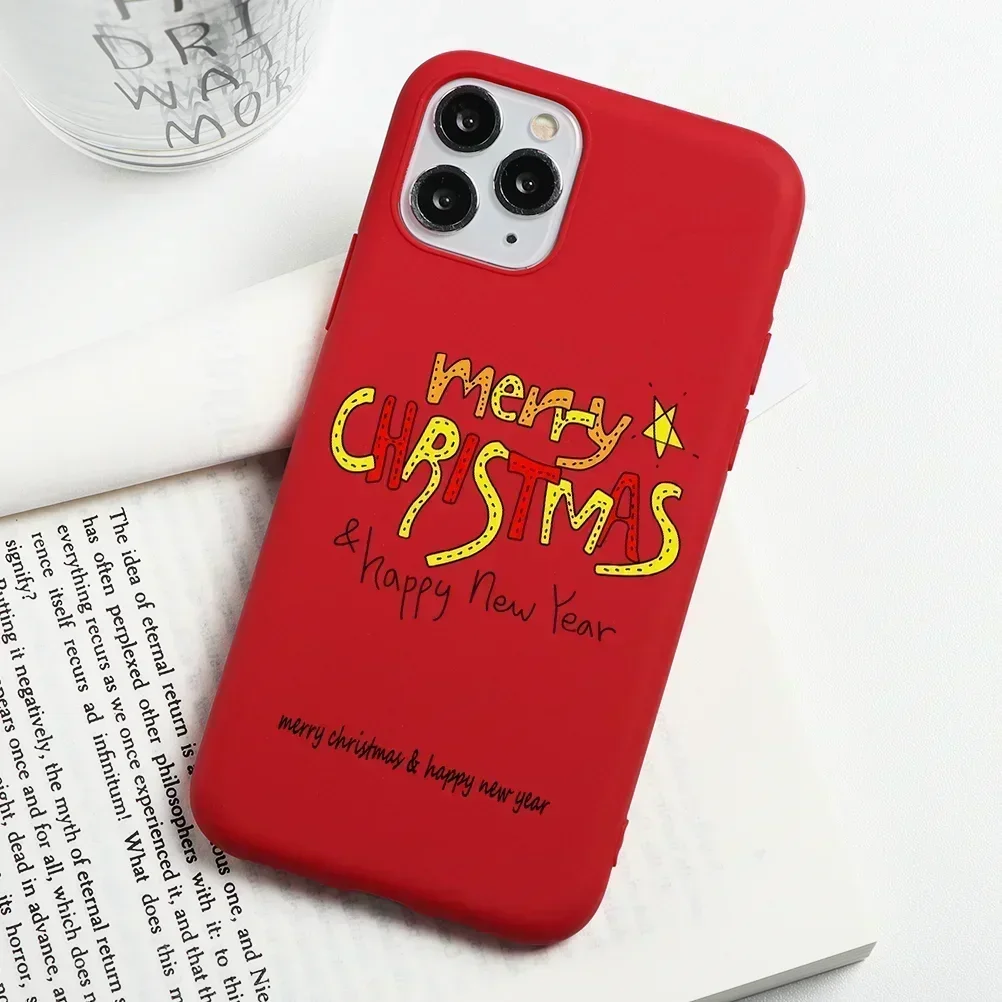 Christmas Gift Phone Case For iPhone 16 15 14 13 12 11 Pro Max Plus 13Mini Cute Cartoon Reindeer Santa Cover Shell Fundas Skins