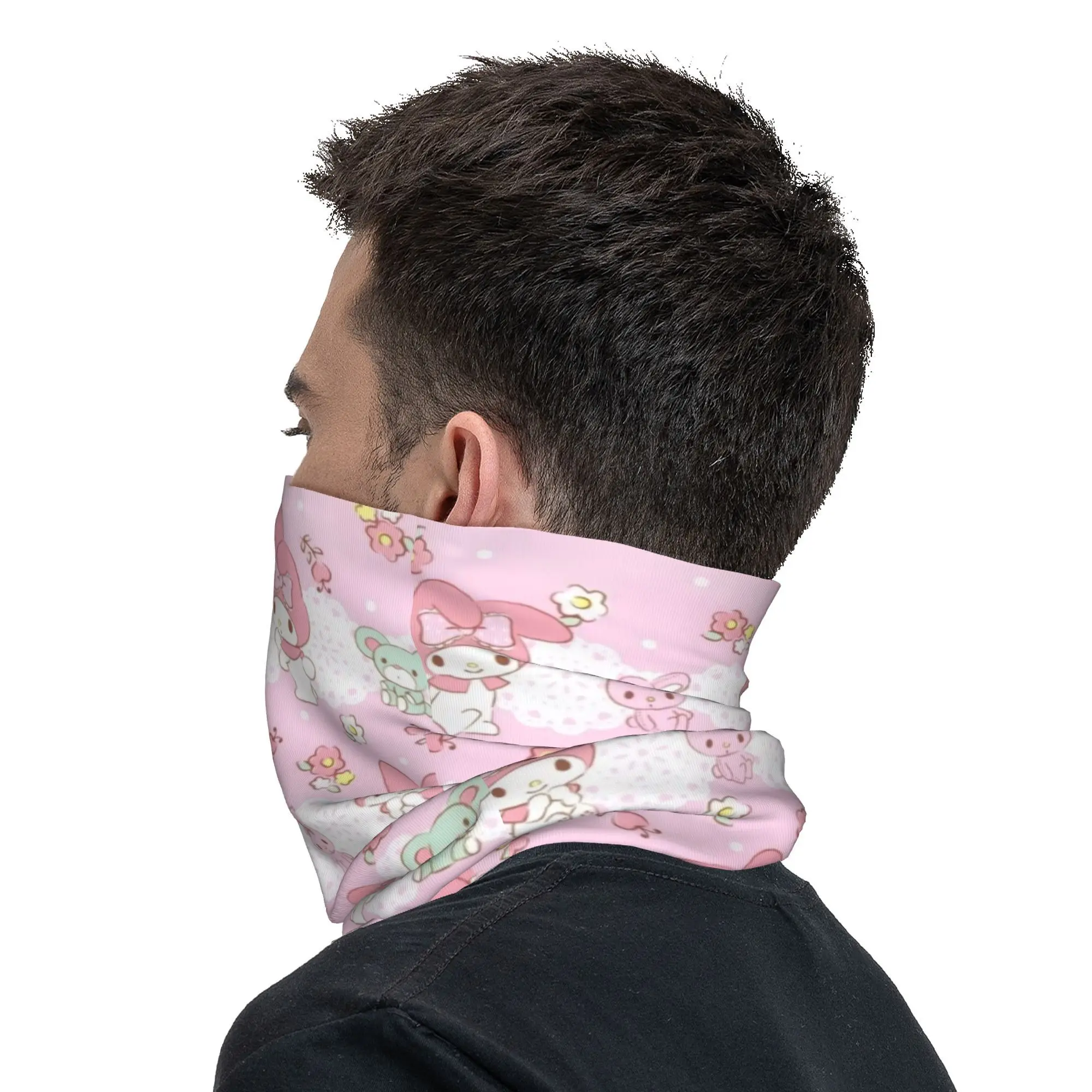 Custom New Melody  Cartoon Kawaii Neck Gaiter Women Men Windproof Winter  Bandana Scarf for Hiking