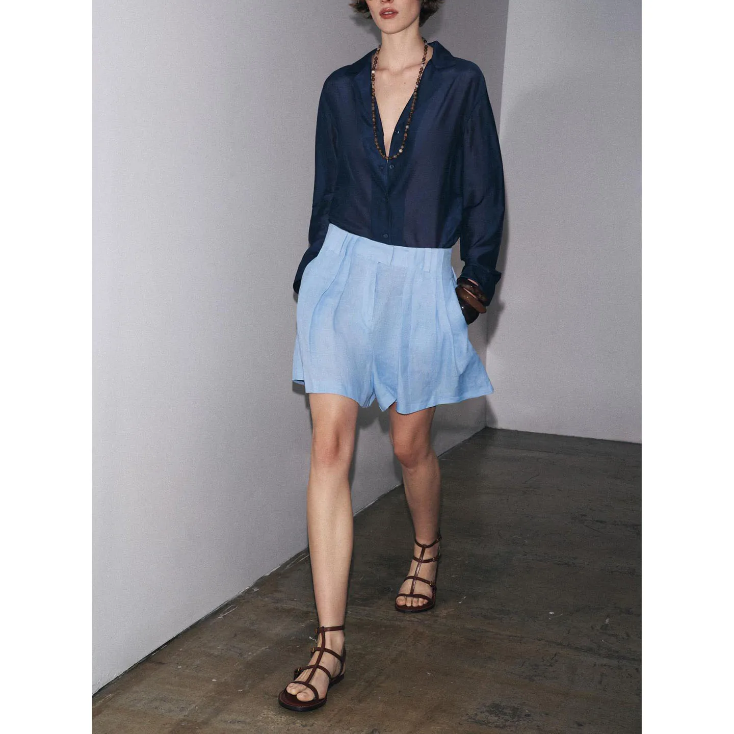 بسيطة Sle غير المتماثلة هيم طويل Sve بياقة irt للنساء الخريف Faion الأساسية الحرير العلوي ألياف البوليستر 00%