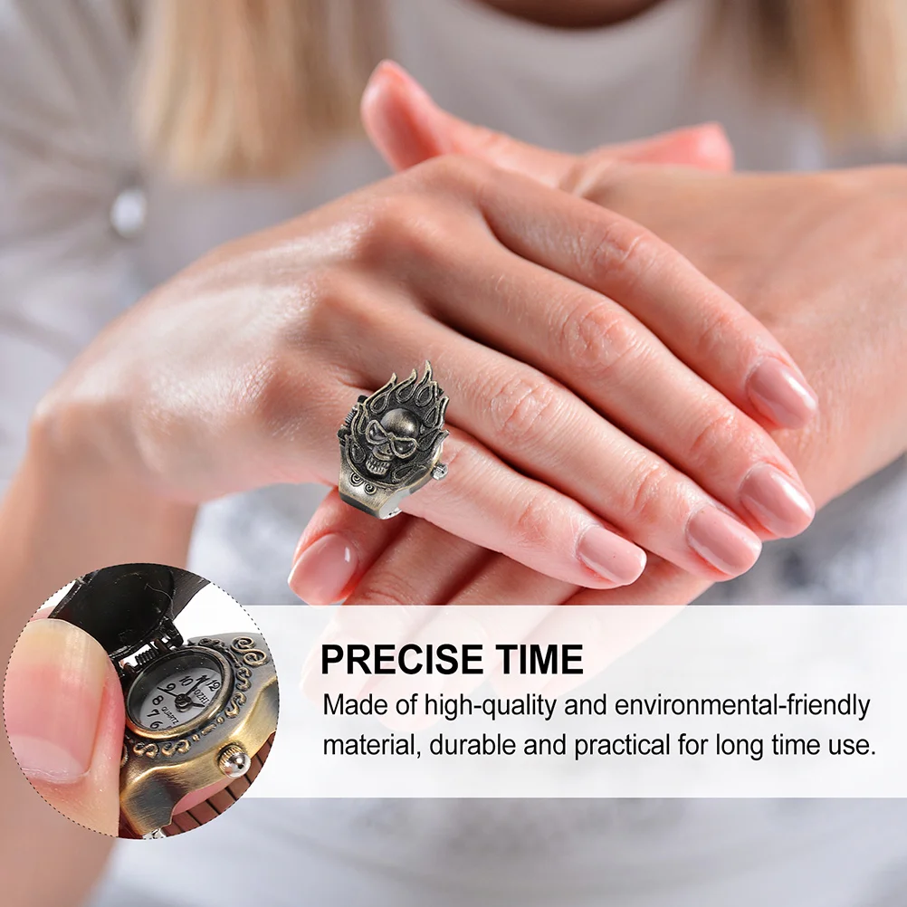 1 قطعة ساعة حلقة إلكترونية مرنة خمر التقليب إصبع ساعة للمجوهرات ساعة ديكور ريترو ملحق هدية #2