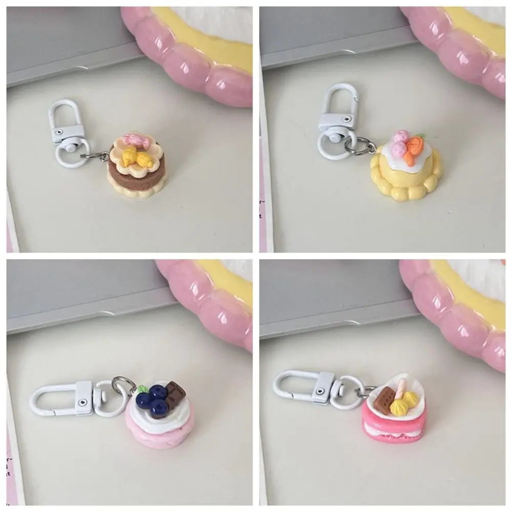 Fashion Cute Cake Pendant Keychain Ins Cartoon Car Keyring Creative Fun Bag Accessories Handbag