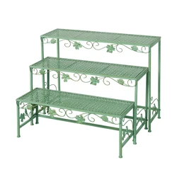 American retro outdoor garden wrought iron flower stand, garden floor-to-ceiling flower pot stand, stepped multi-layer shelf