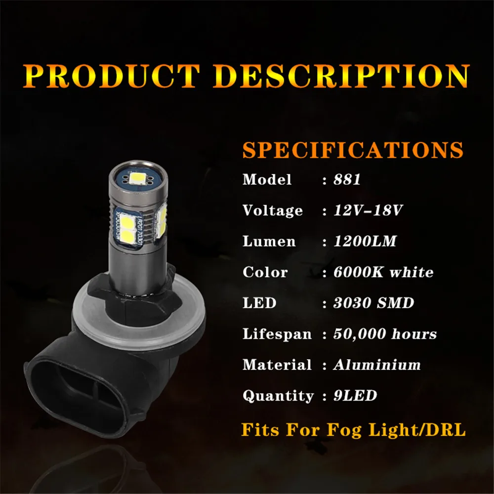 2X 881 886 889 H28 888 894 896 898 White LED Fog Light Bulbs Car Front Lamp Accessories For KIA Sportage SL 3 2009 - 2016 2015