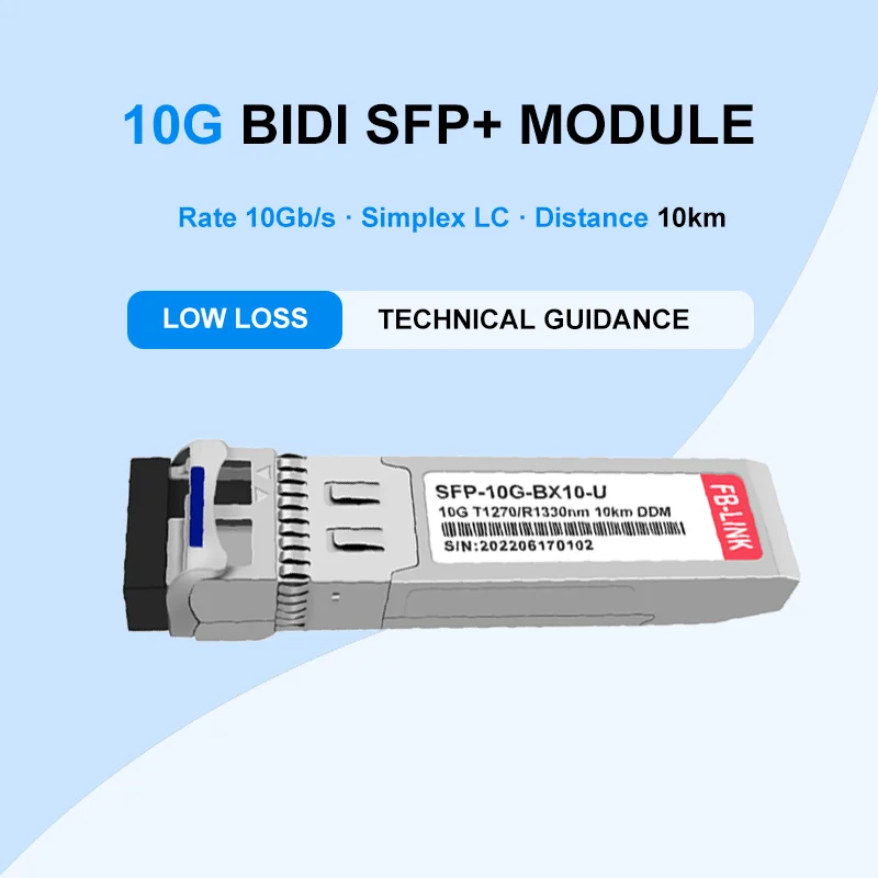 10G SFP+ BIDI Optical Transceiver Module DOM Function Single LC 10/20/40/60/80km 1270/1330/1490/1550nm
