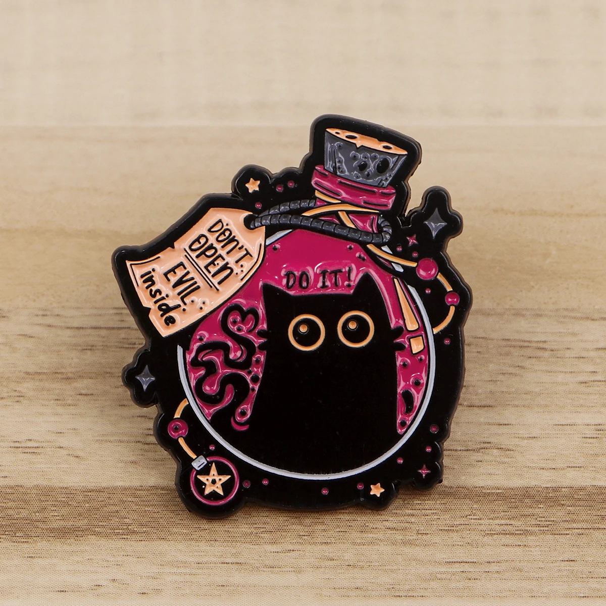 Broches de esmalte con diseño de botella de poción mágica de gato negro, broches de dibujos animados para ropa, insignias de solapa, accesorios de joyería de moda, regalos