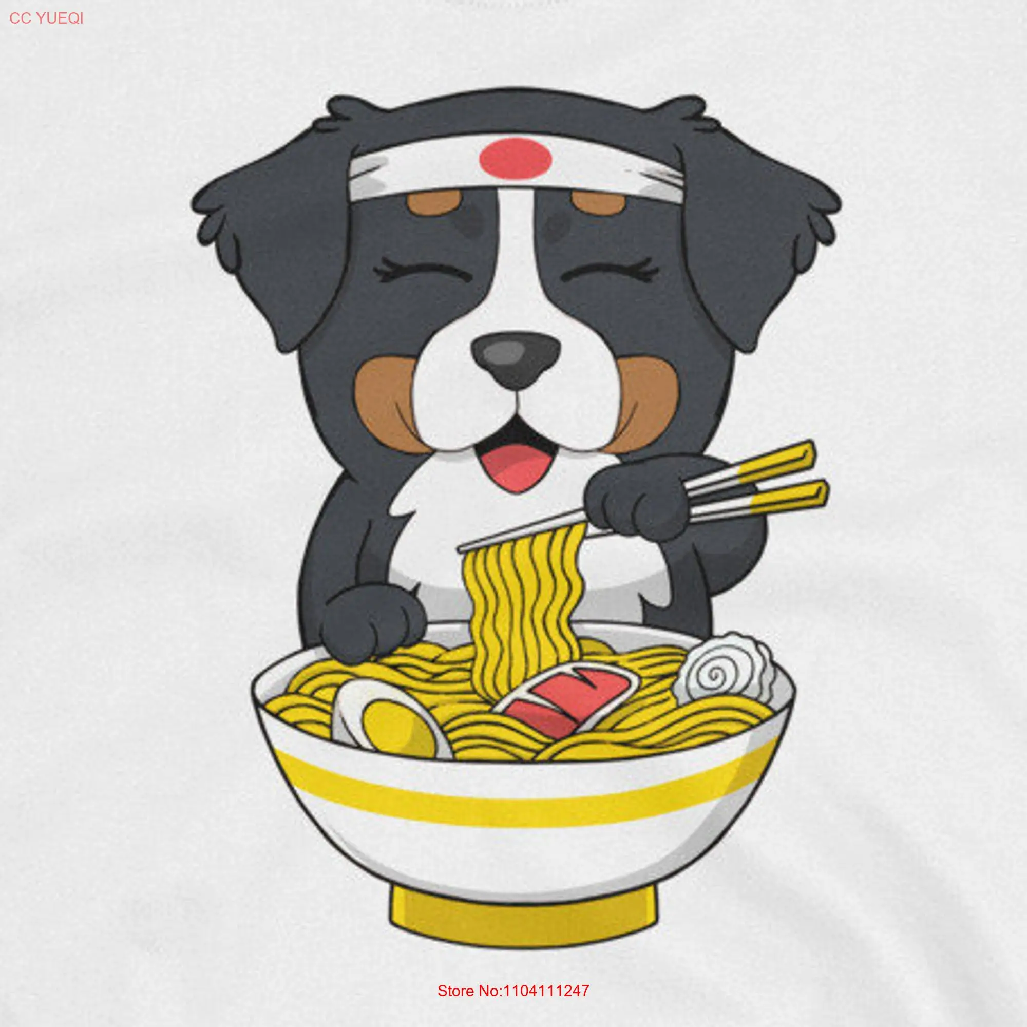 Bernese Mountain Dog Japanese Ramen Lover T Shirt Funny long or short sleeves