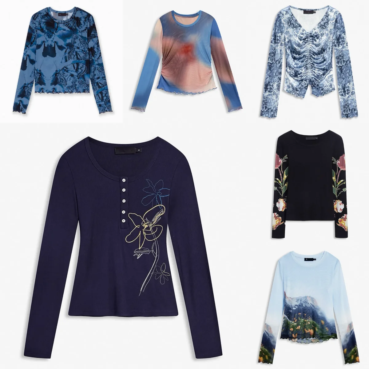 

Внешняя торговля Испания, оригинальная одноволновая легкая эластичная футболка в стиле Simian, женский топ с вышивкой и круглым вырезом с принтом