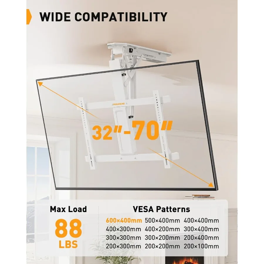 Motorized Electric Ceiling TV Mount with Remote Control for 3270 inch Flat and Curved Screen TVs Flip Down Drop Down Ceiling Mo