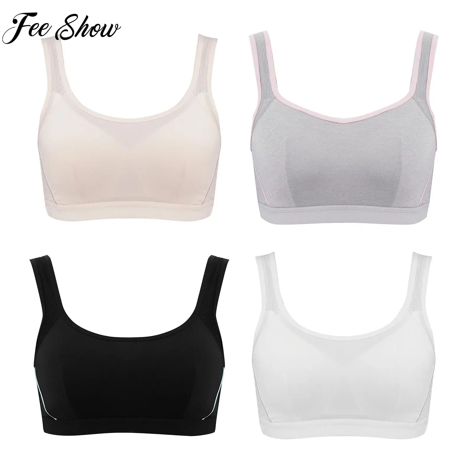 

Teen Girls Padded Cup Wireless Sports Bra Kids Workout Running Yoga Clothing Growth Period Vest Adolescent Underwear Sportswear