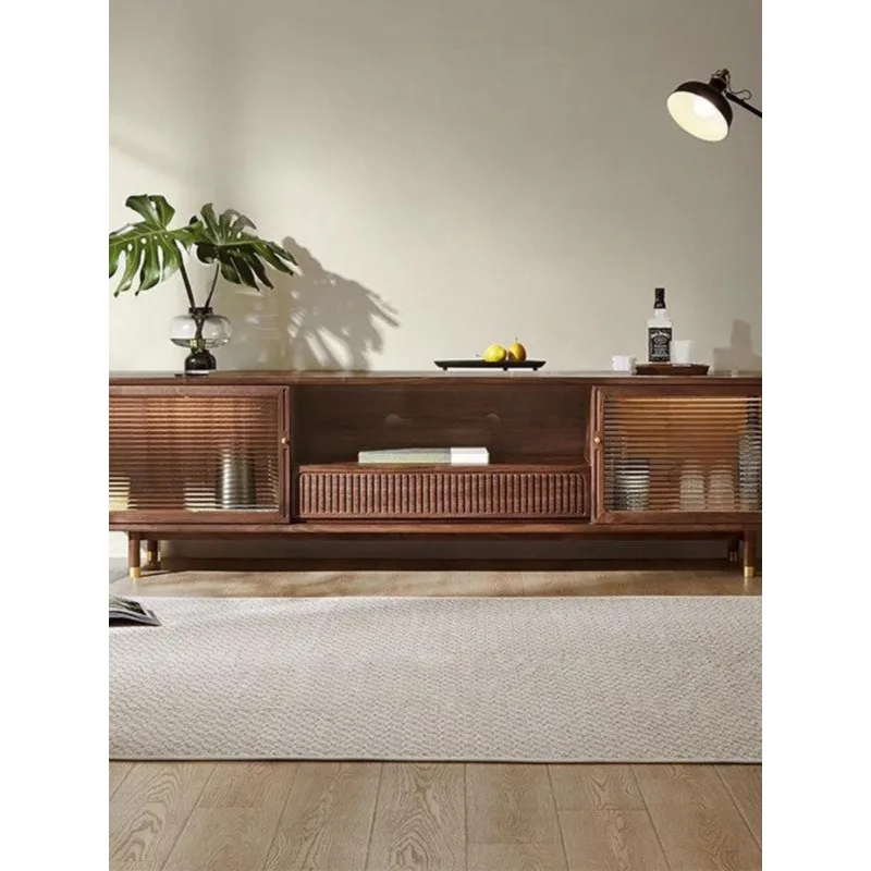 

North American black walnut log TV cabinet modern simple living room storage all solid wood