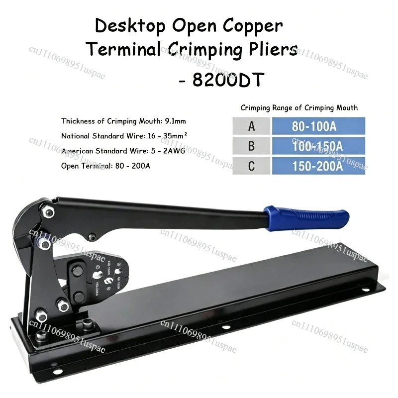 Open Barrel OT Terminal Crimping Tool for U Type Wire Connectors 5-200A, Professional Copper Cable Lug Crimper Pliers