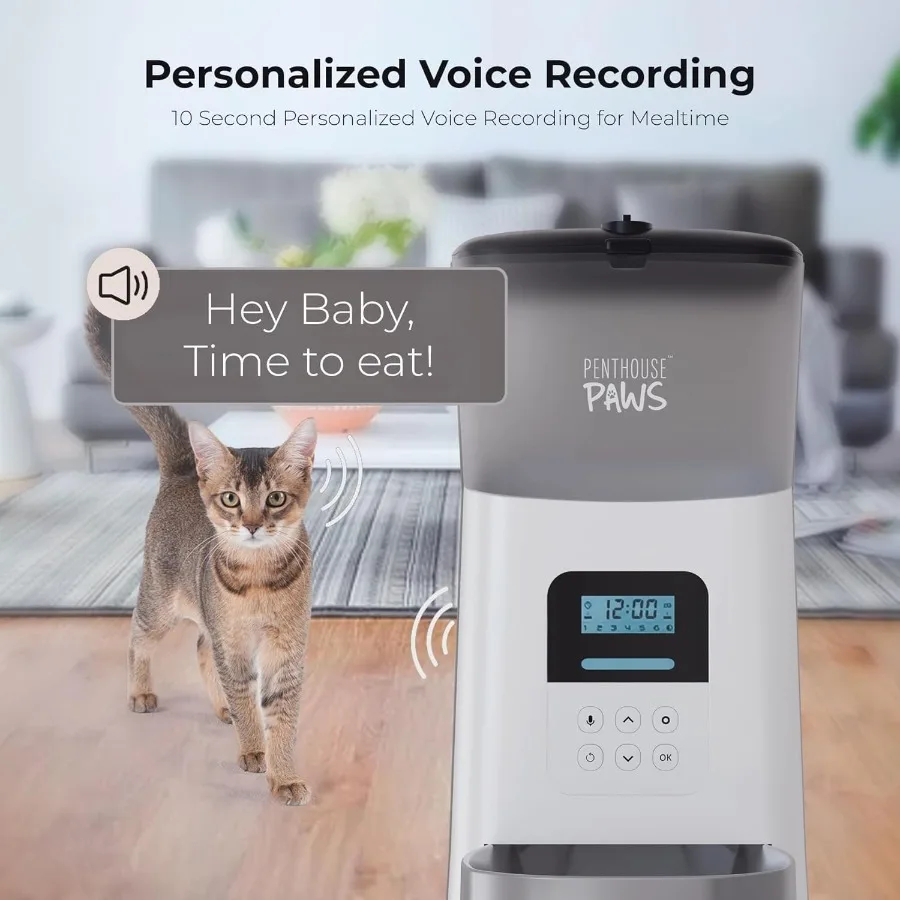 وحدة تغذية أوتوماتيكية للقطط بسعة 6 لتر لتوزيع أغذية الكلاب الجافة وشاشة LCD لمراقبة الوجبات والتخزين المحكم #2
