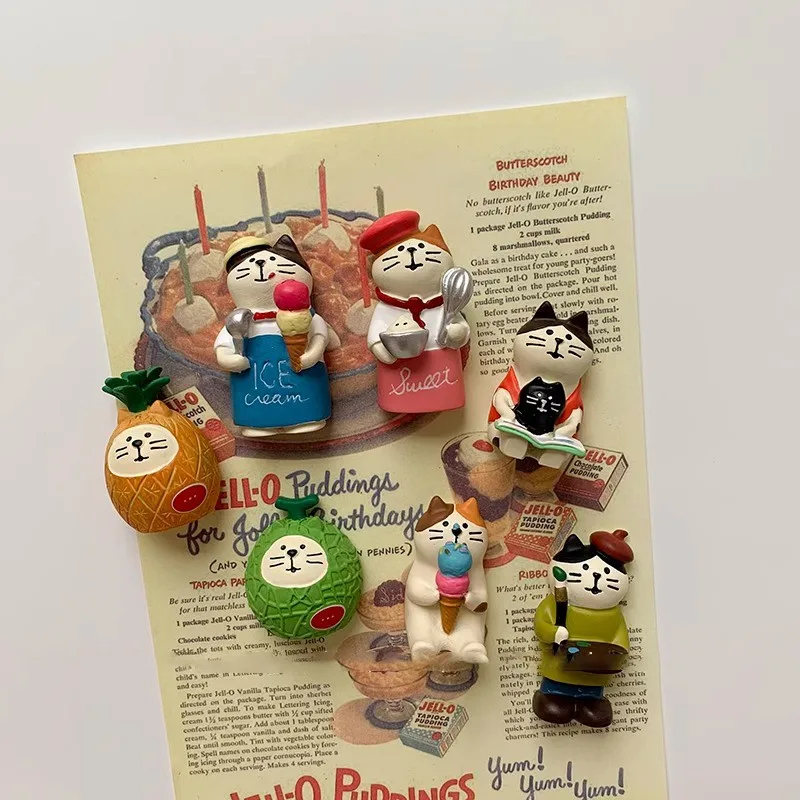 Cute Cat Refrigerator Sticker Grocery Zakka Bread Coffee Shop Decoration Gift Magnetic High Beauty Refrigerator Accessories