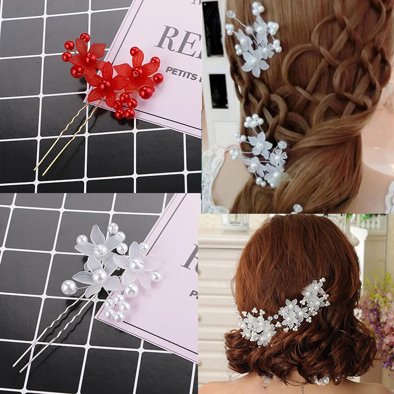 1/2/3PCS Bridal Hair Accessories Ideal For Wedding Beautifully Crafted Red And White Wedding Comb Pin Handmade