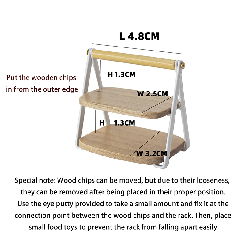 [JN] 1/12 Dollhouse Food Pallet Rack Mini Tray Holder Model Kitchen Furniture Decoration Dolls House Scene Decor