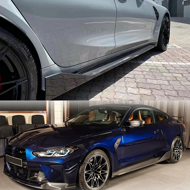 التنانير الجانبية تمديد BodyKits الشفاه لسيارات BMW G80 M3 G82 كوبيه G83 للتحويل M4 2021 2022 2023 ألياف الكربون نظرة المصد الجانبي