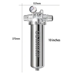 10 inches Pre Filter Purifier Whole House Spin Down Sediment Water Filter Central Prefilter System Backwash Stainless Steel Mesh