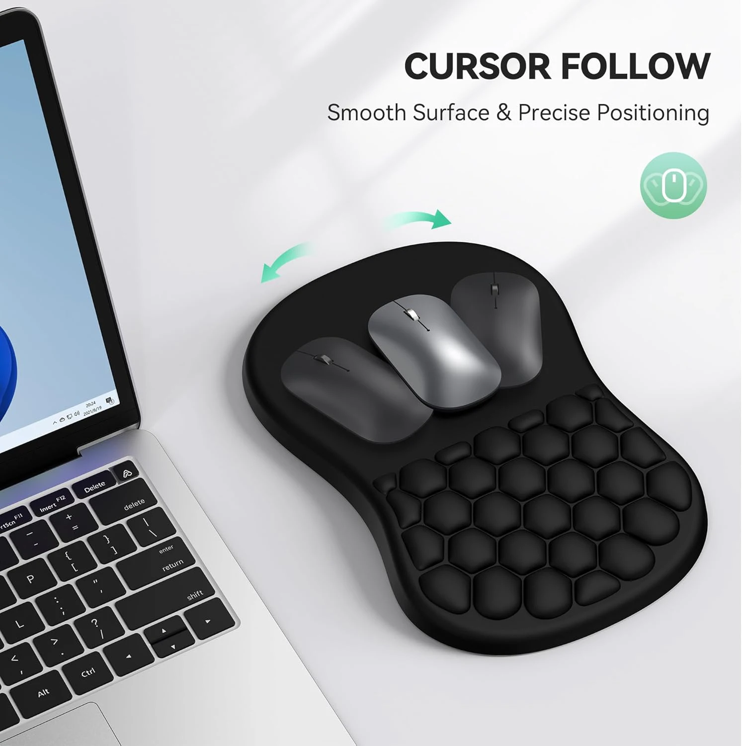 Ergonomic Mouse Pad with Wrist Rest Soft Milk silk fabric  Mousepad with Massage Design Memory Foam and Non-Slip PU Base