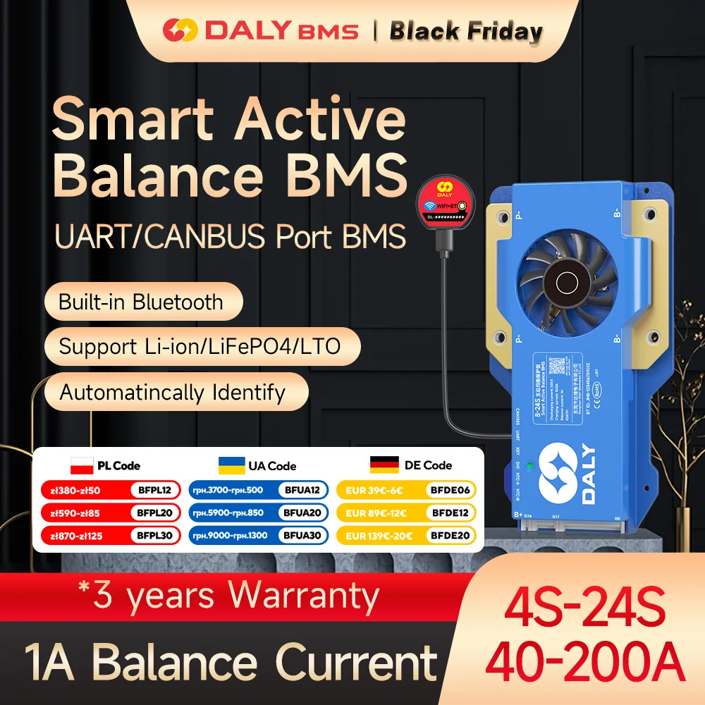 Daly 100 BALANCE BMS 300A 400A 500A 250A 8-17S bms WIFI bt smart Active Balance 1A 4-8s 8-24S BT Lifepo4 NMC Li-Ion