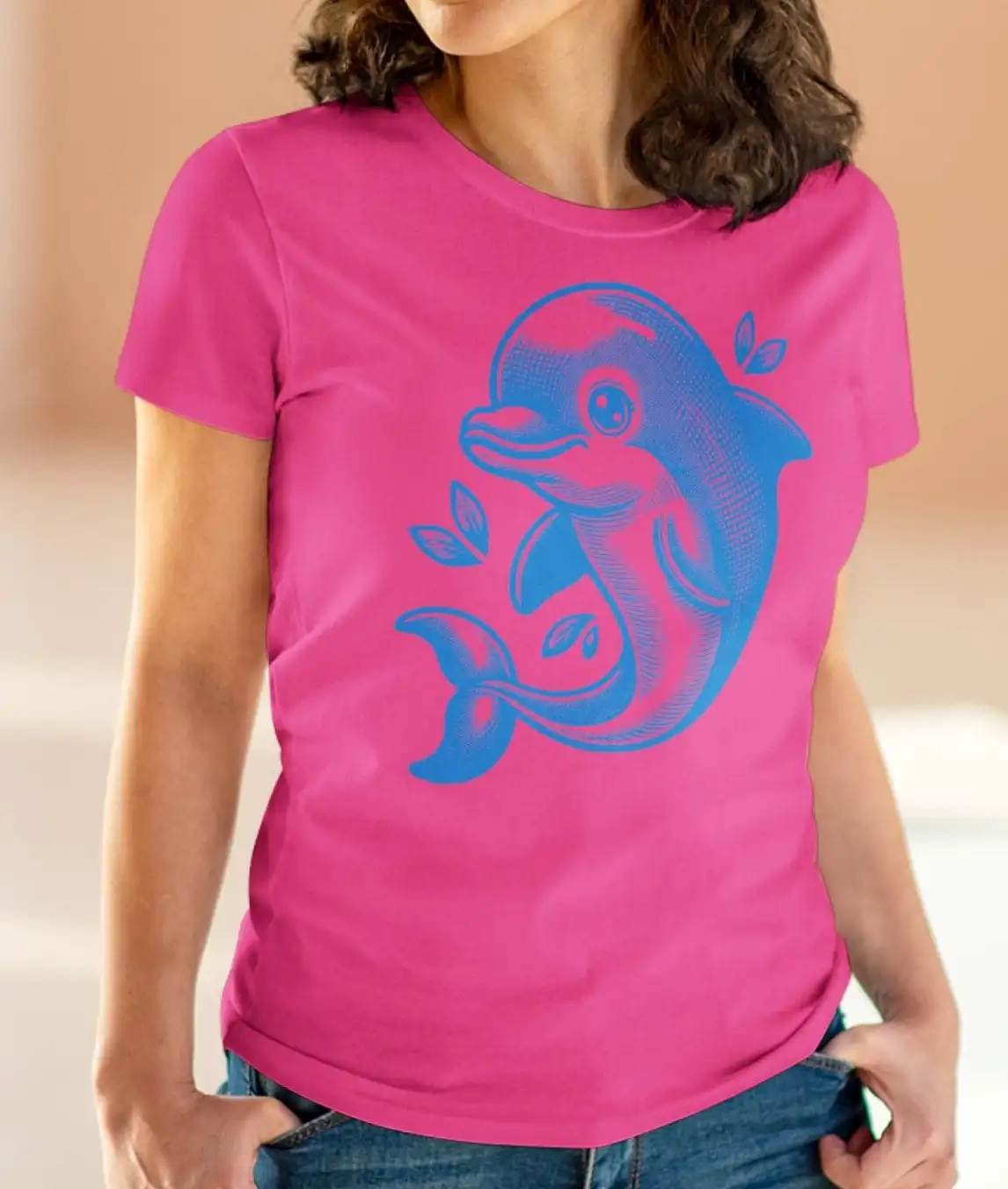 Cute dolphin T Shirt woman's porpoise summer