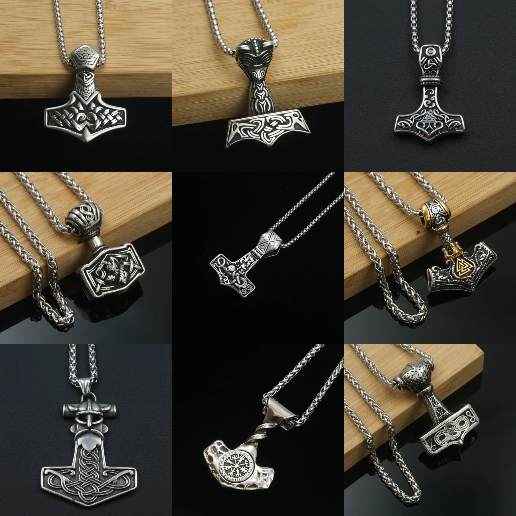 Nordic Viking Mjolnir Thor Hammer Pendant for Men Tarnish-Resistant  316L Stainless Steel Jewelry