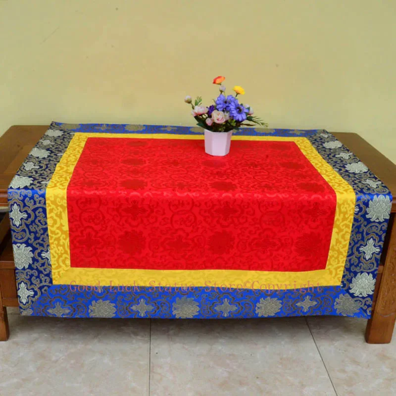 Wholesale Buddhism supply Tibet Nepal family home Temple Lucky Auspicious Embroidery Buddha statue Altar cover Table cloth mat