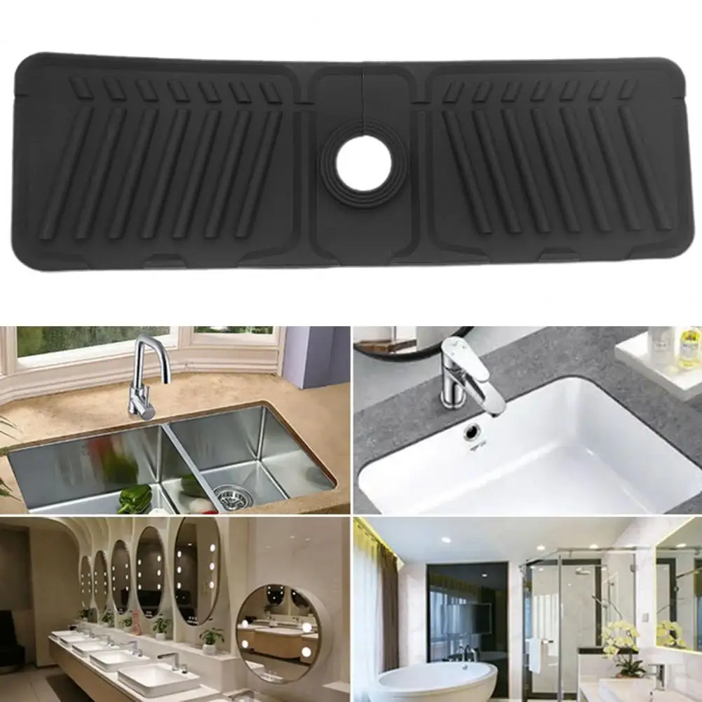 Sink Drain Pad Sink Drain Mat Silicone Faucet Mat Multifunctional Splash-proof Pad for Kitchen Sink Countertop for Bathroom