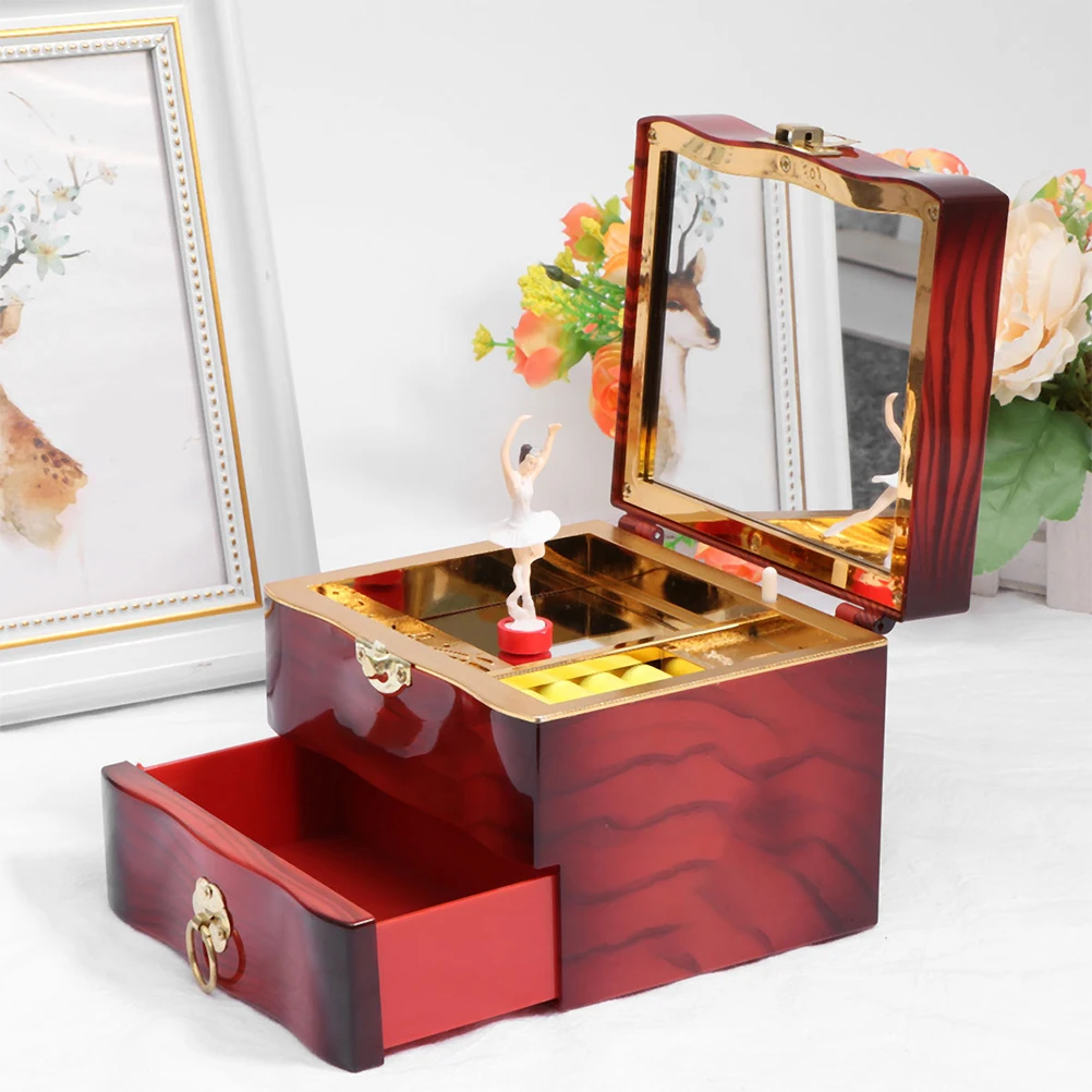 

Creative Music Jewelry Storage Box For Women Girls Jewelry Organizer Drawer Musical Container Red Durable Gift Bedroom