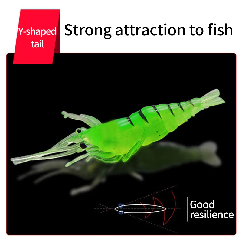 10pcs Soft Shrimp Fishing Lures Simulation Shrimp Bait with Hook Luminous Prawn Lure Fishing Supplies Wobblers Soft Bait새우미끼