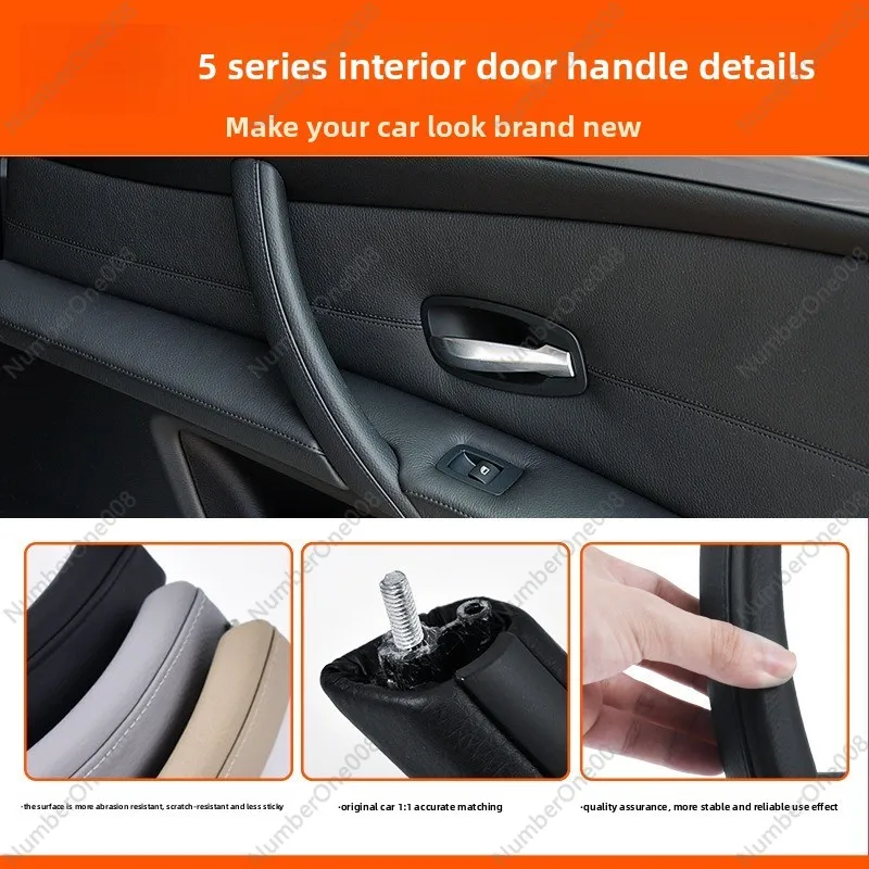 

Накладка на ручку двери для BMW 5 серии E60 E61 520 523 525 2004-2010, внутренняя, кожаная, с АБС-пластиком, для подлокотника