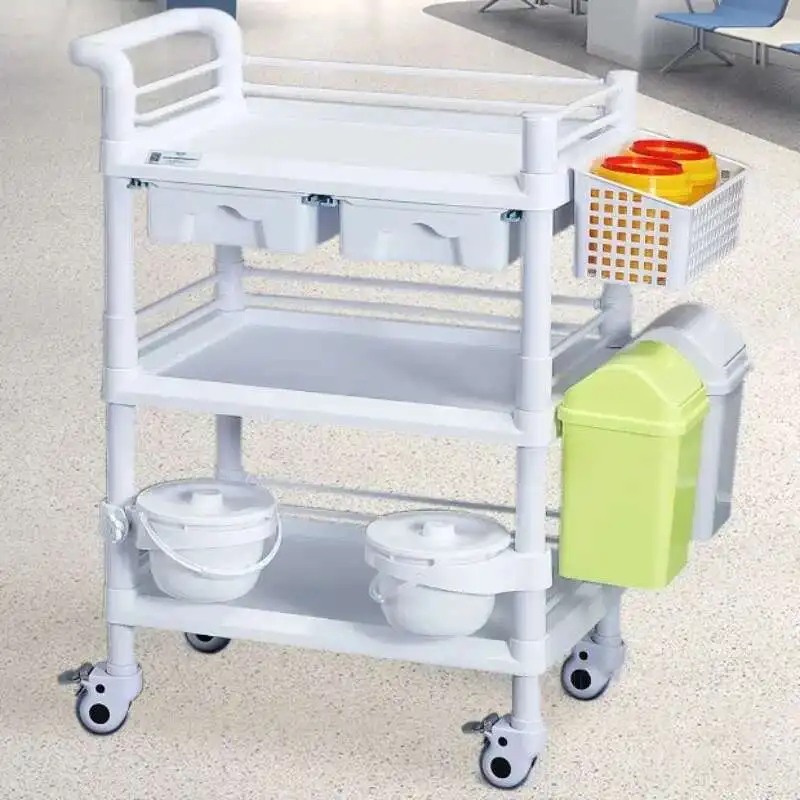 

ABS Plastic Multi-layer Trolley Equipment Operating Room Trolley Medical Hospital Instrument Trolley Mobile Silent Caster Cart Z