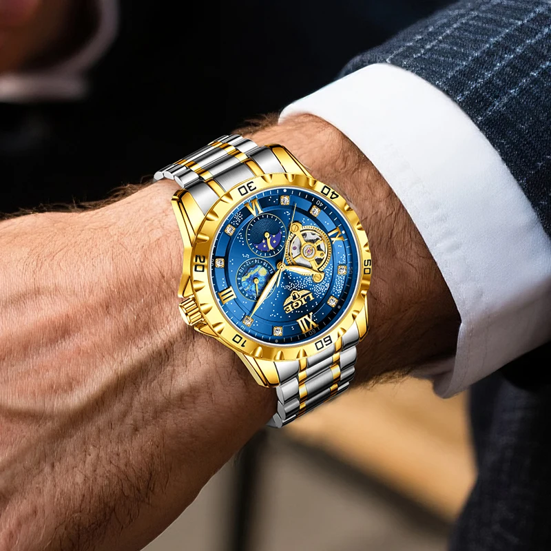 

LIGE 2025 автоматические часы мужские роскошные механические мужские часы Starlight 30 м водонепроницаемые светящиеся модные наручные часы Reloj Hombre