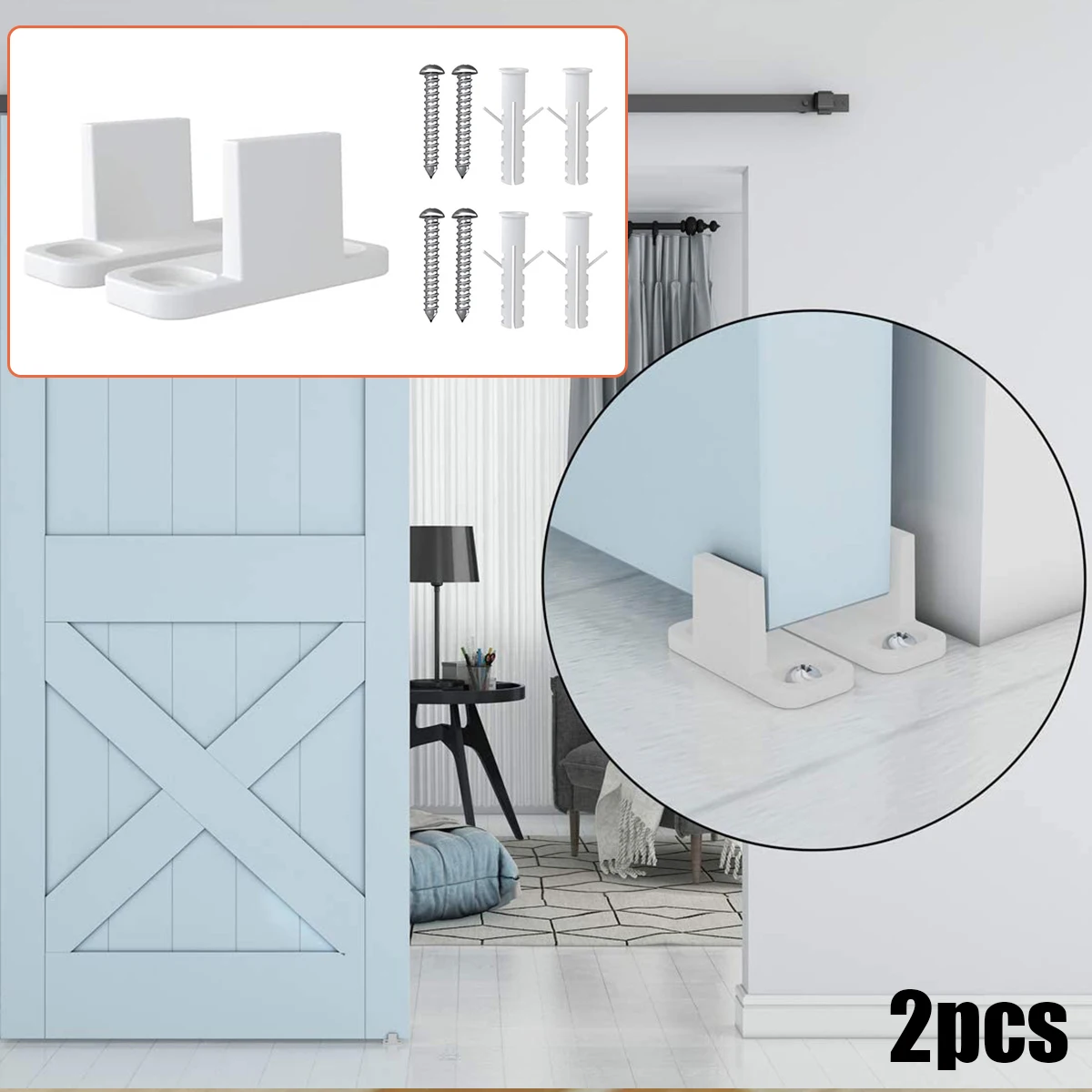 Durable Floor Guide 4.5 x 2 cm 6X/set Adjustable Hardware L-Guide Plastic Replacement For Sliding Barn Door White